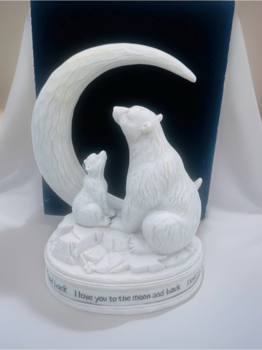 Polar Bear & Cub Moon Figurine "I Love You to the Moon and Back" White